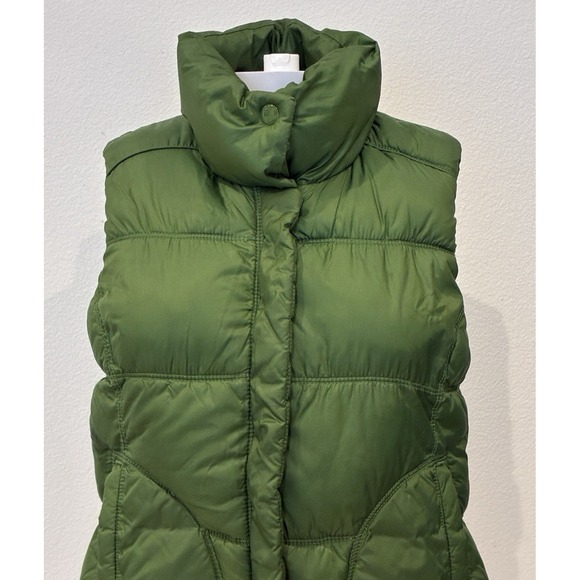 Vtg Old Navy Quilted Puffer Vest Womens M Green Fleece Lined‎ Y2K Grunge Gorp - Picture 2 of 10